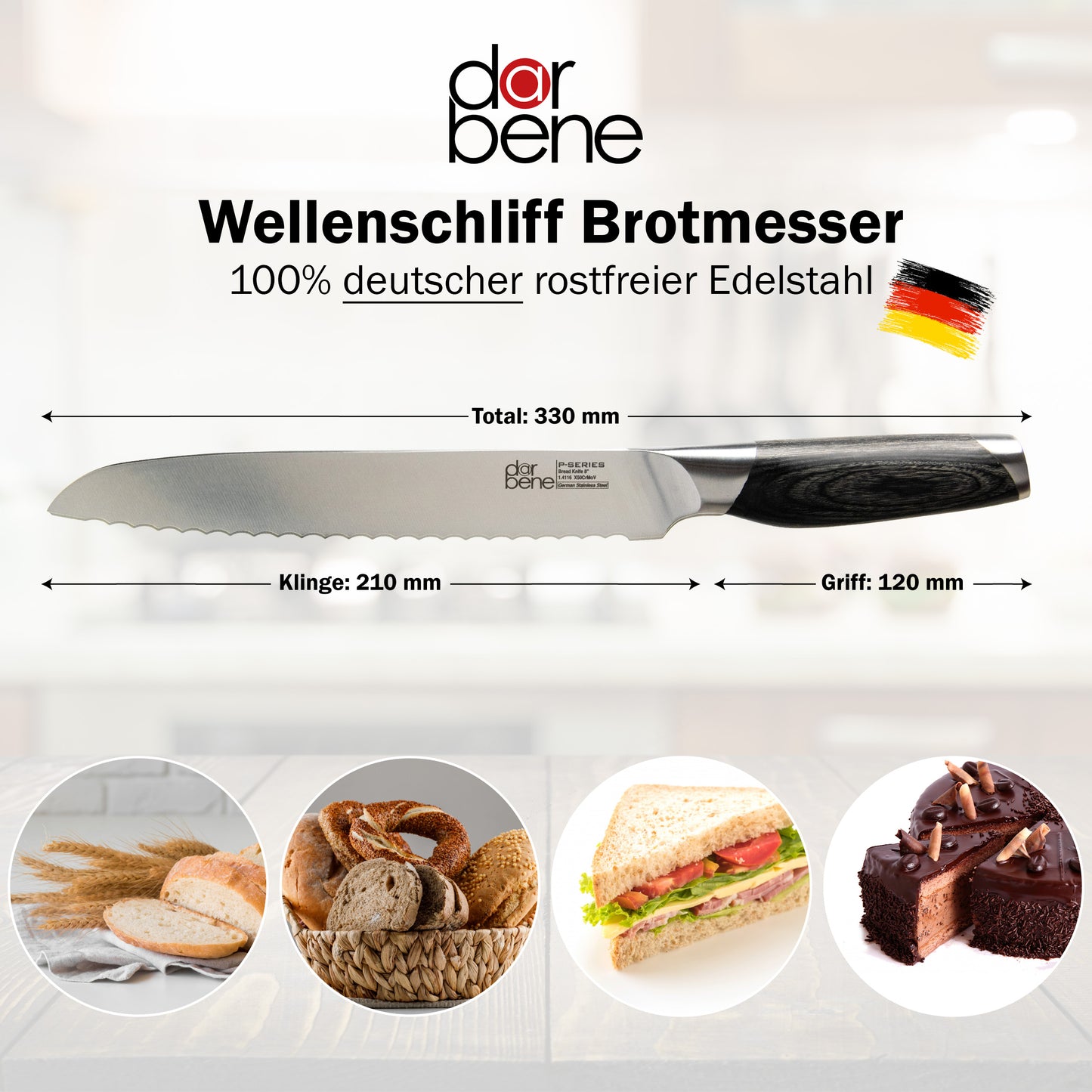 Brotmesser 20cm Holzgriff P-Series