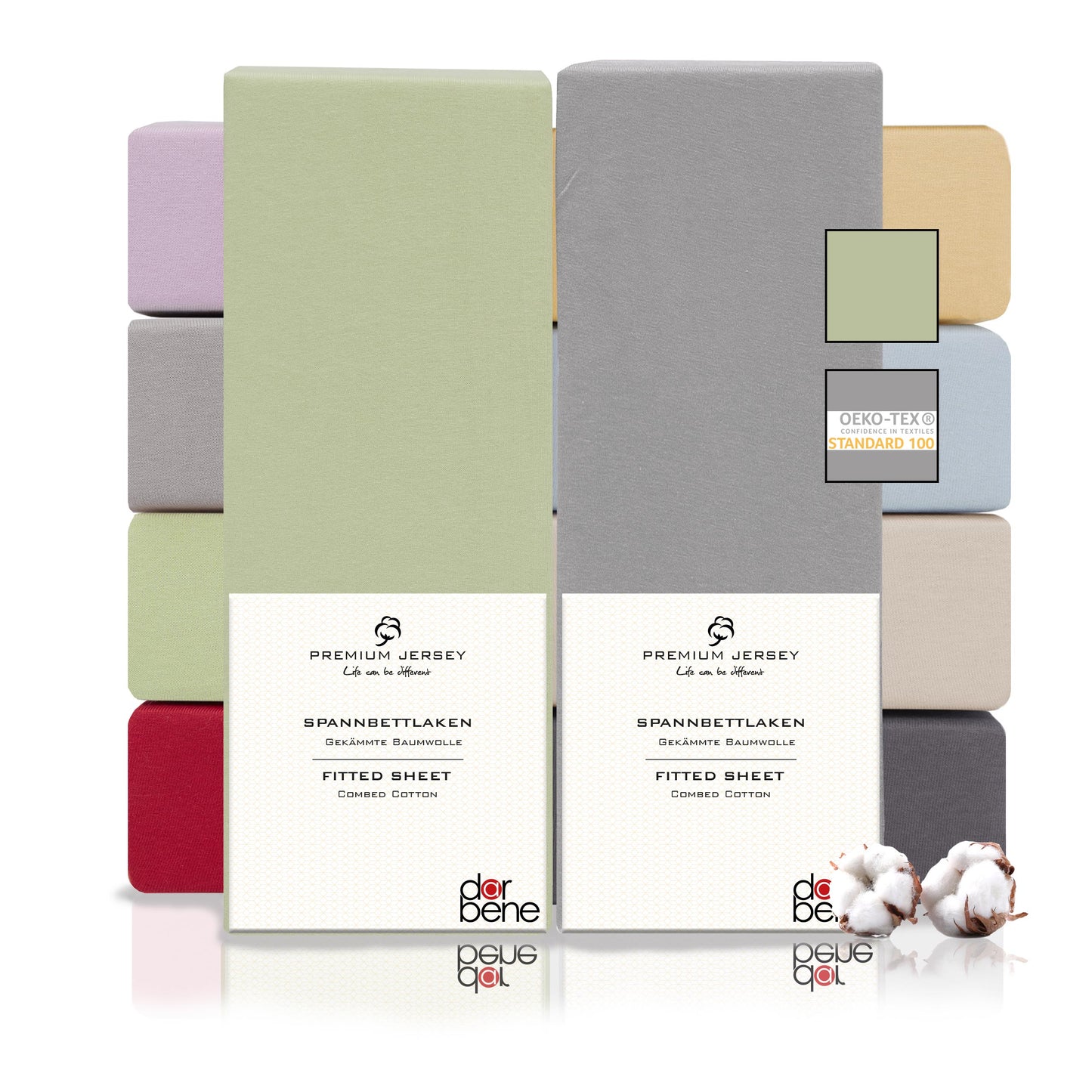 Spannbettlaken 2er Set Premium Grau-Mix