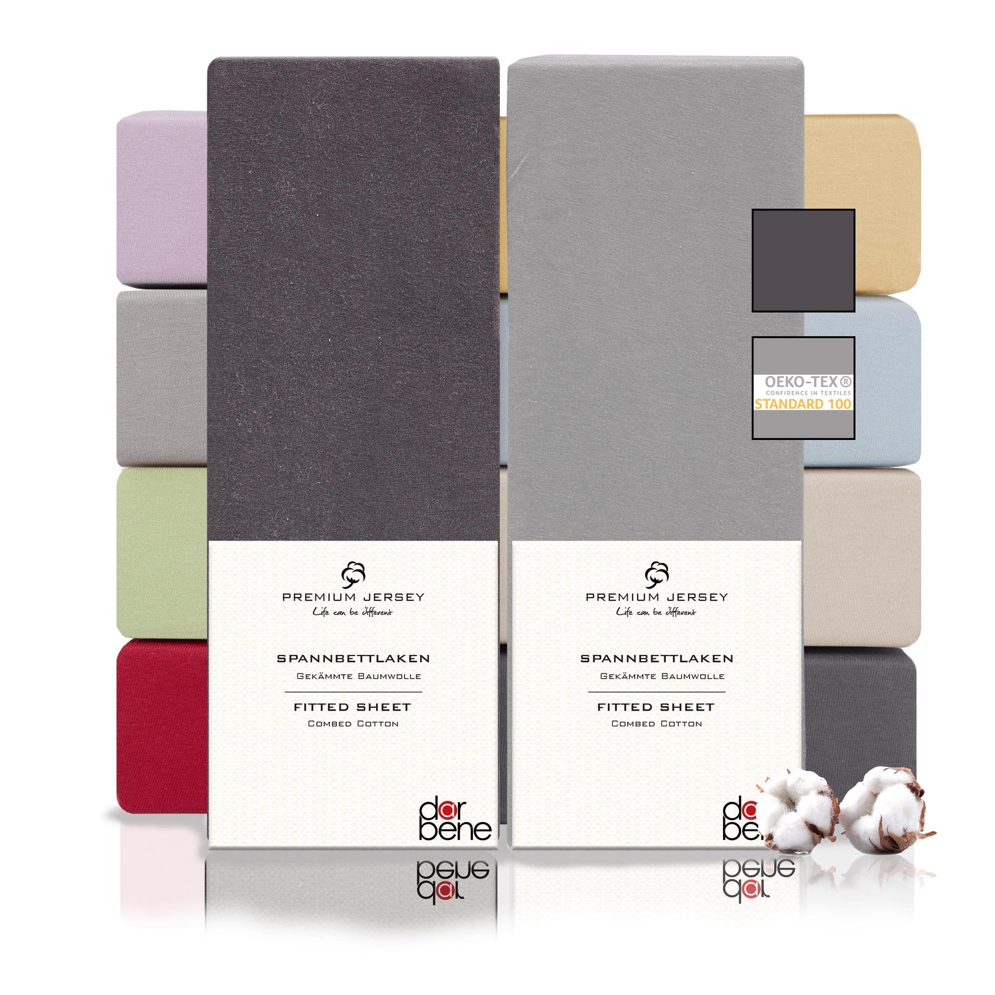 Spannbettlaken 2er Set Premium Grau-Mix