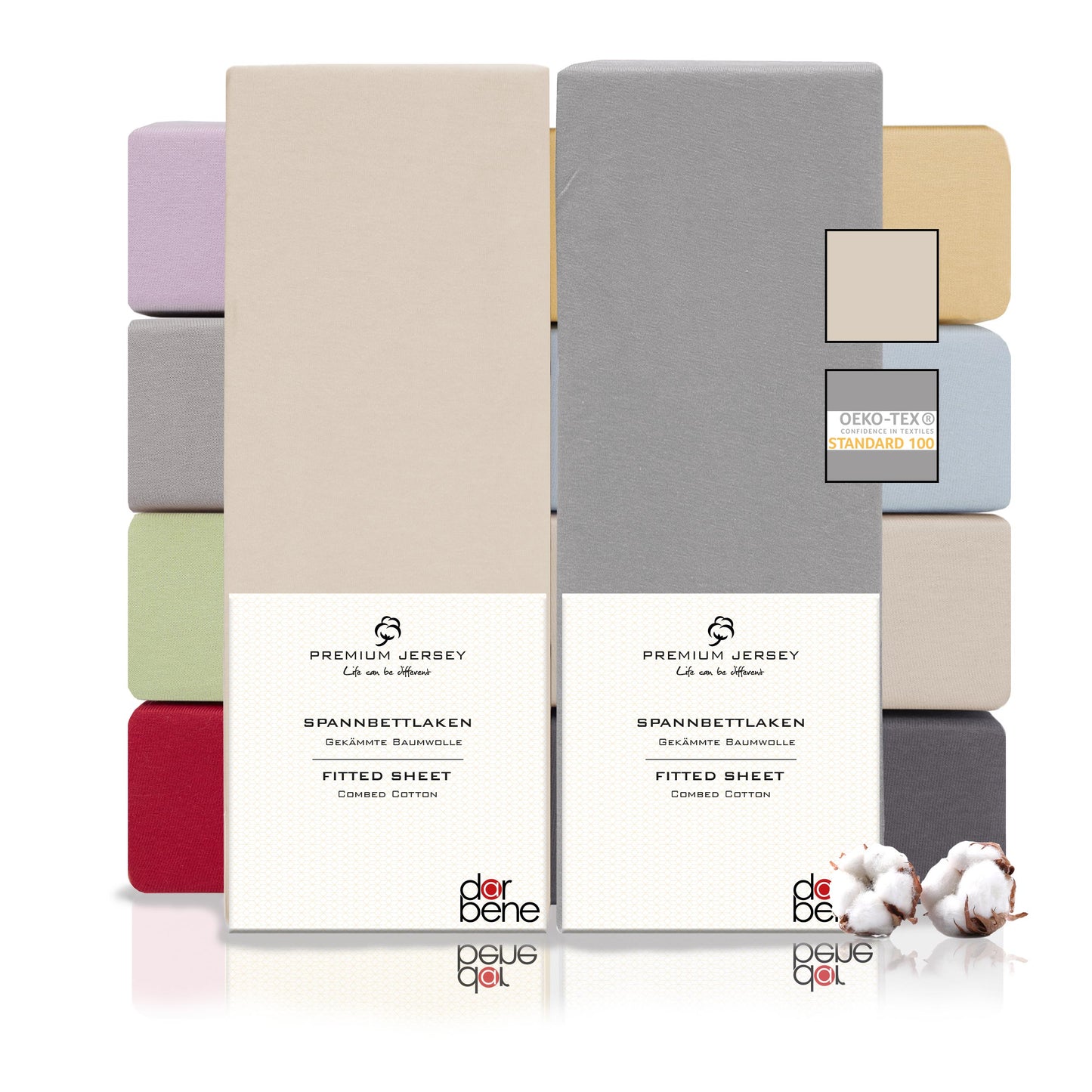 Spannbettlaken 2er Set Premium Grau-Mix