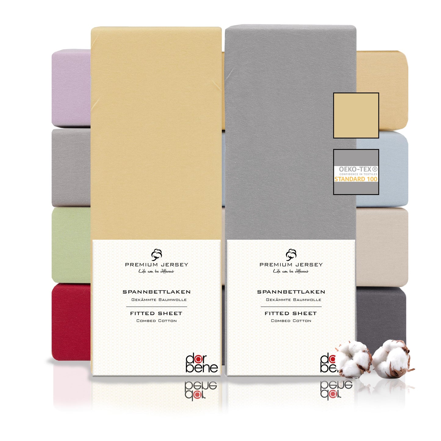Spannbettlaken 2er Set Premium Grau-Mix